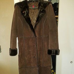 One of a Kind Full Length Brown Suede Jacket with